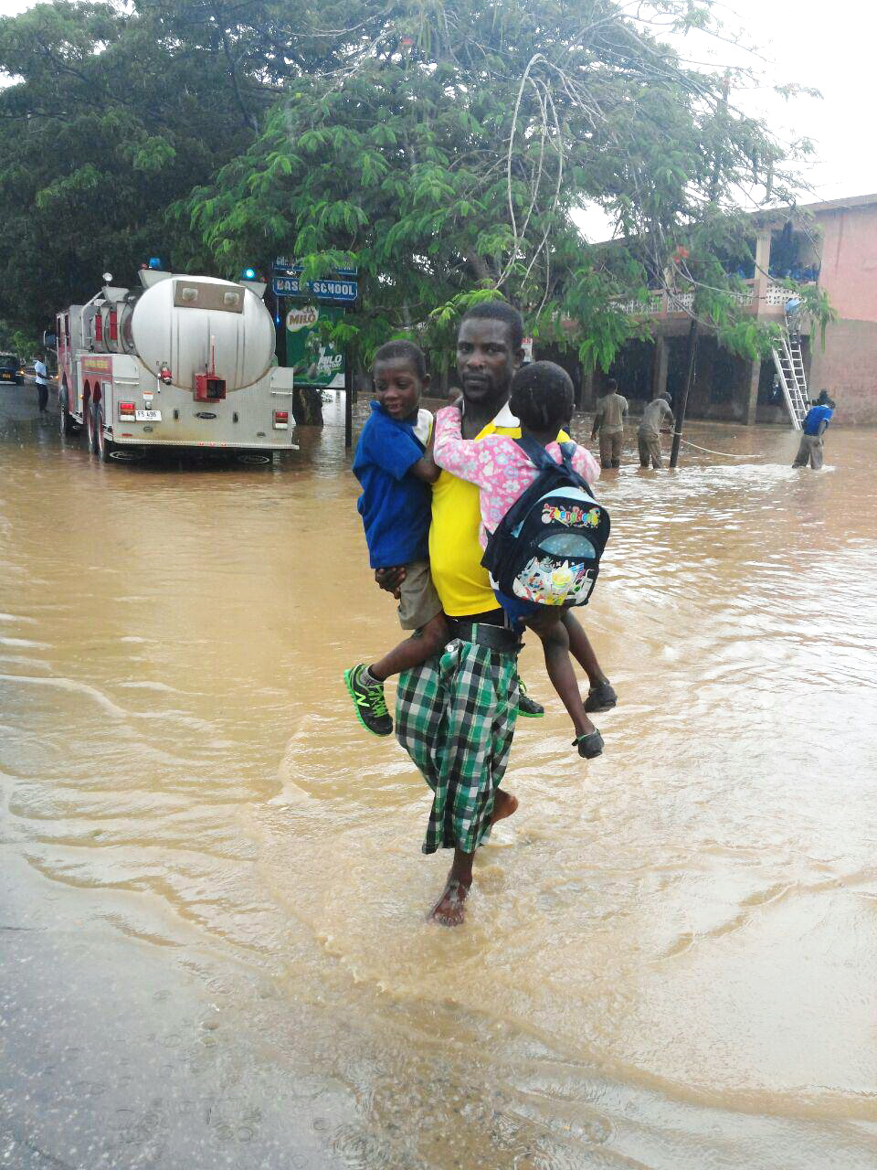 Two of the pupils who were brought to safety 