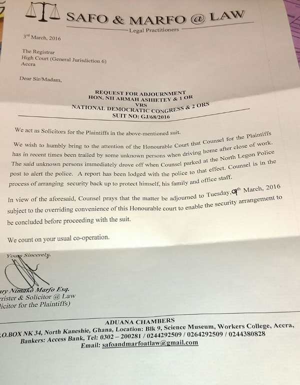 gary nimako letter to registrar of high court gary nimako letter to registrar of high court