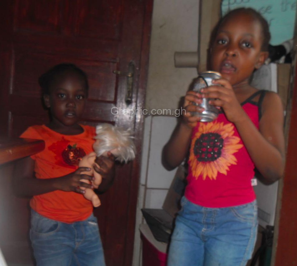 The children, Abena (left), 6 and Efua, 8