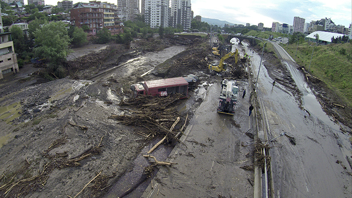 tbilisi flood wild animals Rescuers work among debris at a flooded street in Tbilisi, Georgia, June 14, 2015 (Reuters / Irakli Gedenidze)