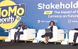 Clarence Blay (2nd from left), Assistant Director, Fin Tech Promotion and Innovation, Bank of Ghana, speaking at the forum. With him are Eli Hini (right), CEO, Mobile Money Limited; Martha Acquaye (2nd from right), Head, Digital and Inclusive Banking, Calbank, and Romeo Bugyei (left), CEO, IT Consortium. Picture: ELVIS NII NOI DOWUONA