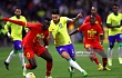 Felix Afena-Gyan of Ghana battles for possession with Alex Telles of Brazil