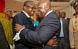 President Akufo-Addo (right) exchanging pleasantries with the Speaker of Parliament, Alban Bagbin 