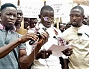 Seidu Damba Abdulai, spokesperson of the protesters, addressing the media