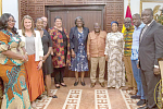 President Akufo-Addo (5th from right) with  Linda Thomas-Greenfield (6th from left), the US Ambassador to the UN; Shirley Ayorkor Botchway (4th from right), the Minister of Foreign Affairs, and some members of the envoy’s entourage and government officials