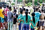 Police officers interacting with some students during the exercise