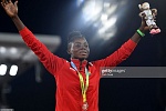 Deborah Acquah acknowledging cheers on the medal podium on Sunday