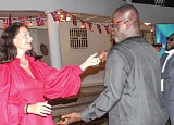 Ingrid Mollestad (left), the Norwegian Ambassador to Ghana, dancing with Owuraku Aidoo, a Deputy Minister of Energy, at the commemoration of Norway’s Constitution Day in Accra last Tuesday. Pictures: ERNEST KODZI