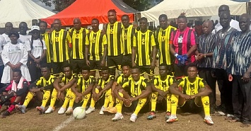 The retired football stars teamed up for an exhibition match to climax the football clinic for the youth in the Bui enclave