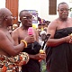 Joseph Kojo Mamphey (middle), Mpuntuhen of the Oguaa Traditional Area, Okyeame Benya, (right), linguist, Samuel Aduama as Nkosohen of the Oguaa Traditional Area being sworn in