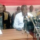  Prof. Richard Asiedu (middle), NDC Central Regional Chairman, addressing the press conference. With him are some senior members of the party in the region