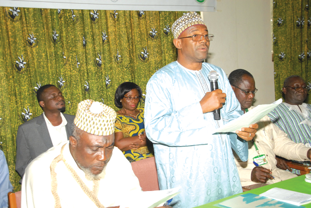 Dr. Yakubu Alhassan (standing) addressing the workshop in Accra.