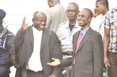 Mr Johnson Asiedu-Nketia (right), General Secretary of the NDC, sharing a joke with Mr Kwame Ntow Fianko (left), a legal practitioner.