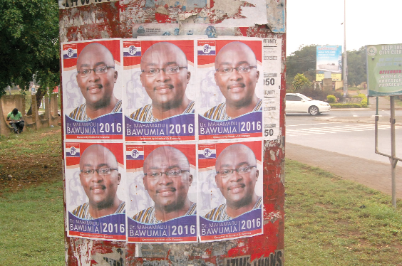 Posters of Dr Bawumia along the Castle Road near the  Psychiatric Hospital in Accra. Picture: EMMANUEL ASAMOAH-ADDAI.