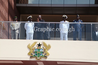  Prez Mahama in a discussion with the top brass of the military during the changing of the guard