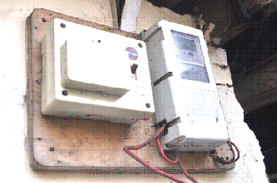 Prepaid meter fixed on a wall