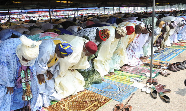 A section of the gathering in prayer