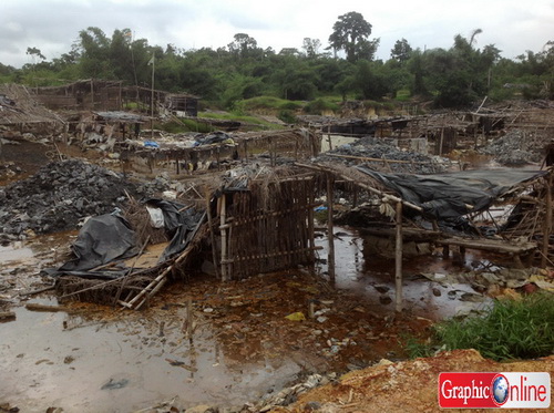A river body polluted through galamsey activities.