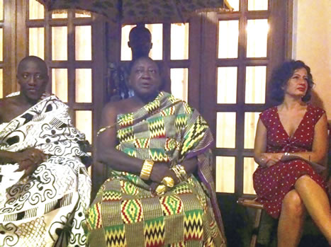 • The Italian Ambassador to Ghana and Togo, Dr Laura Carpini (right), with the Akyempemhene, Oheneba Adusei Poku (middle), and the Adontenhene of Kotei, Nana Opoku Acheampong (left), during the programme
