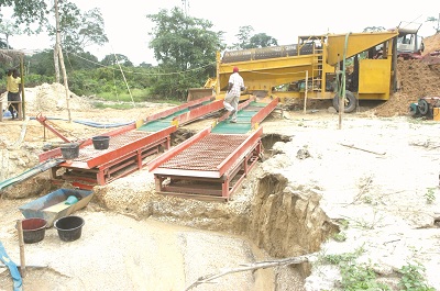An illegal mining site
