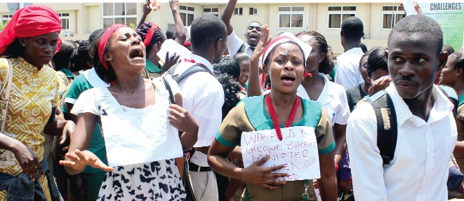FLASHBACK: Some of the nurses demonstrating against delays in the  payment of their salaries