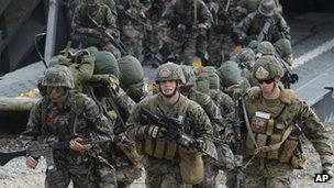Around 10,000 US ground, air and naval troops have been involved in the military drills