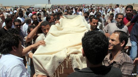 Funerals for the protesters were held on Sunday in Benghazi