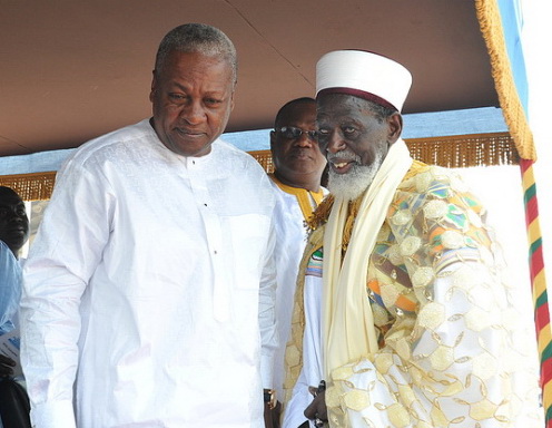 President John Mahama joins the National Chief Imam, Sheikh Nuhu Sharubutu at the Independence Square.