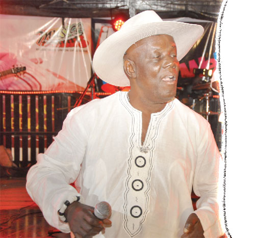 Kofi Sammy, a veteran highlife musician, performing at the ceremony held in Accra to launch the musicians' welfare fund.