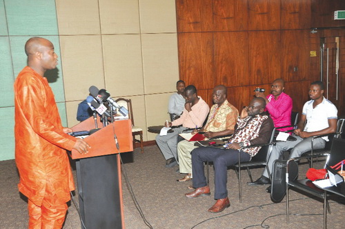 Mr Murtala Mohammed addressing the media. Picture: EBOW HANSON