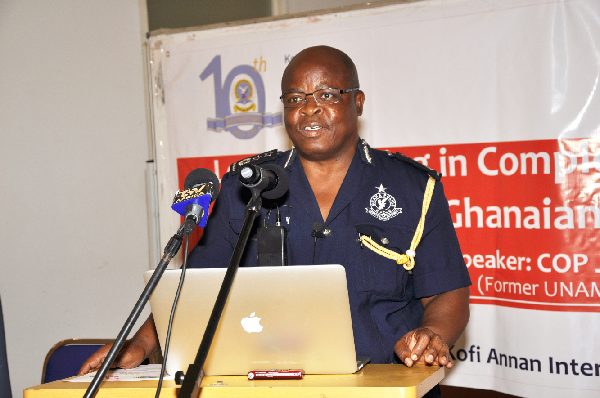 • The security personnel at the lecture. INSET: COP James Oppong-Boanuh. Picture: NII MARTEY BOTCHWAY.