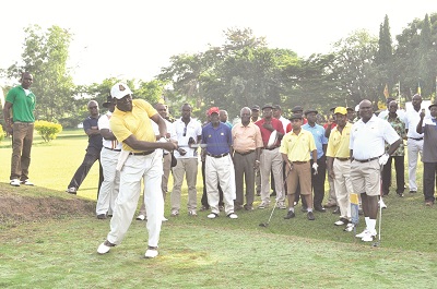The Asantehene, Otumfuo Osei Tutu II teeing-off the competition 
