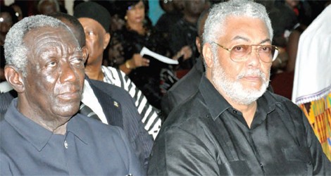 (From left) JA Kufuor, Jerry Rawlings