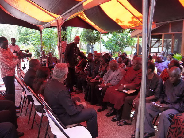 Afetsi Awoonor is introduced to President and Mrs Rawlings