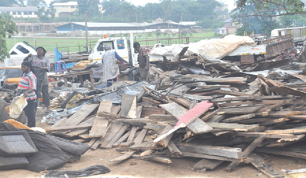 Demolished structures on the land after the court order.
