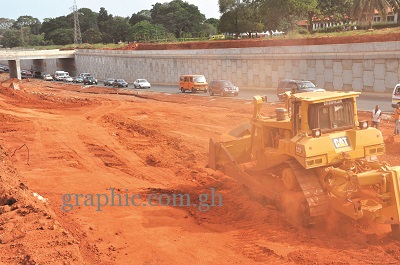  The overpass under construction at Legon