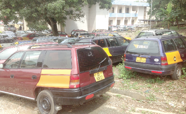 Some of the impounded vehicles on the premises of Customs in Takoradi. Picture: Moses Dotsey Aklorbortu
