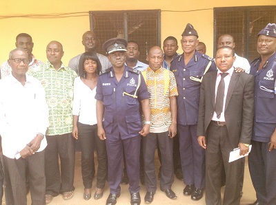 The Upper West Regional Police Commander, ACP Kwesi Mensah Duku ( fourth from left) and other police officers with representatives of political parties and members of the media.