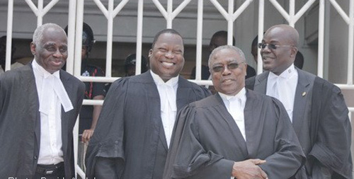 Together as one, lawyers on both sides after one of the sittings 