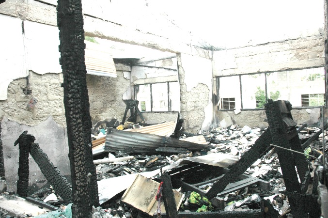 The girls’ dormitory which was razed down by fire