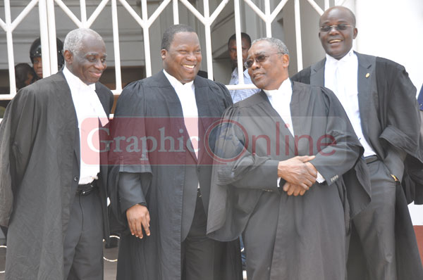 Lead counsel for the petitioners and respondents after one of the Supreme Court hearings on the 2012 election petition.