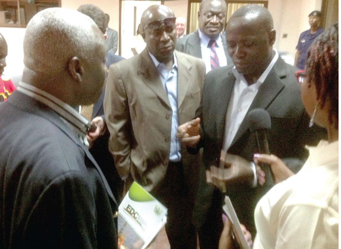 Mr Armah Kofi Buah Energy Minister (right) intracting with some stakeholders in the oil and gas industry in Takoradi. 