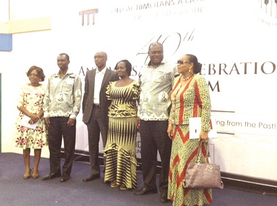   (From left to right) Mrs Magaret Essamuah, Prez, OAA 1973 year group; Mr Edem Senanu, Exec Dir,  Africa 2000 Network; Mr Kofi Duodu Asomaning, Snr Manager, Stanbic Bank, Minister of Education, Prof Naana Jane Opoku-Agyemang, Prof Aryeetey, Pro V.C, UG; and former Chief Executive, Ghana Chamber of Mines, Dr Joyce Aryee. Picture: Caroline Boateng