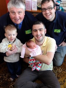 The Jenkins men with their new family member Awen