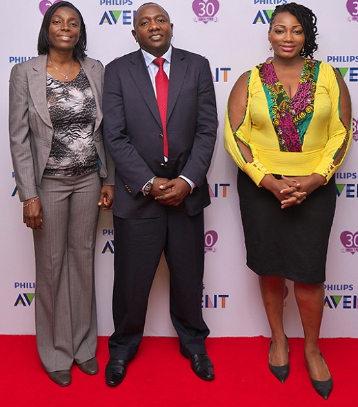   Dr. Maame Yaa Nyarko (Paediatrician, Lecturer & Vice President of the Paediatric Society of Ghana) & Abdallah Khamis (Philips West Africa, CEO) & Kokui Selormey (Campaign Ambassador)