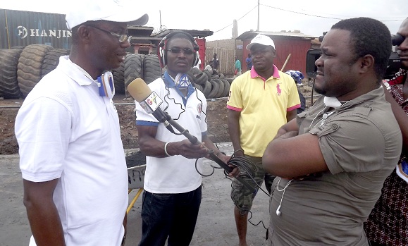 Mr  Kenneth Asare speaking to journalists during the inspection