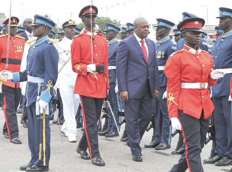 President Mahama reviewing the parade.