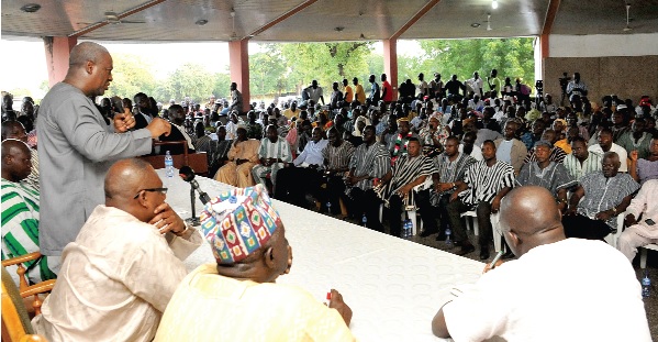 President Mahama addressing the executives of the NDC in Tamale.