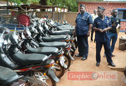 The unregistered bikes parked at the MTTU office in Tamale