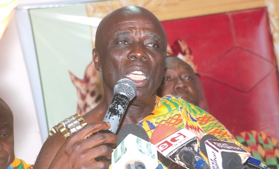 The Okyenhene,Osagyefuo Amoatia Ofori Panin , Life Patron,Cleaner Communities Network(CCN),addressing the media after the launch in Accra. 